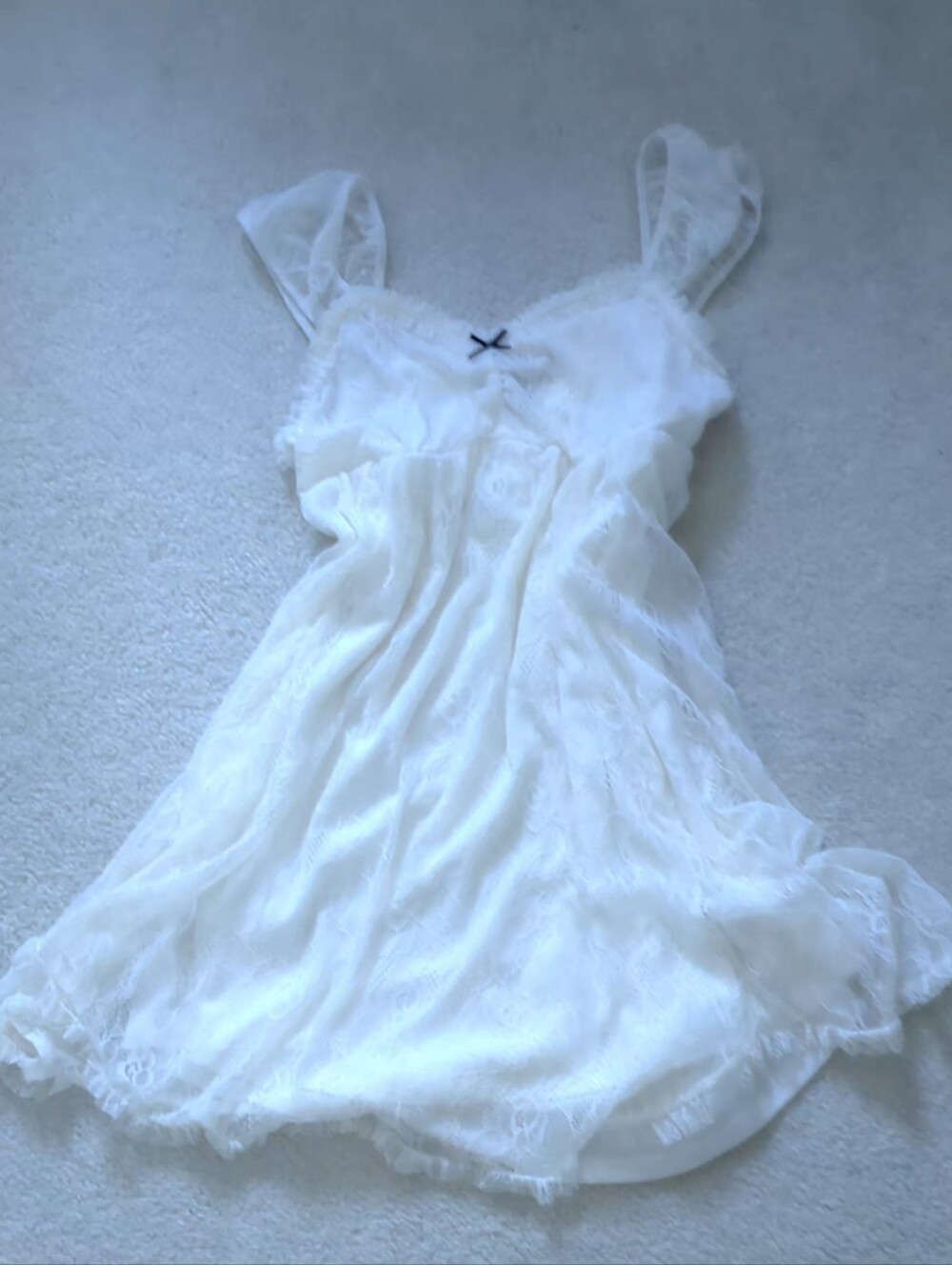 White Babydoll Lace Trim Chemise Slip